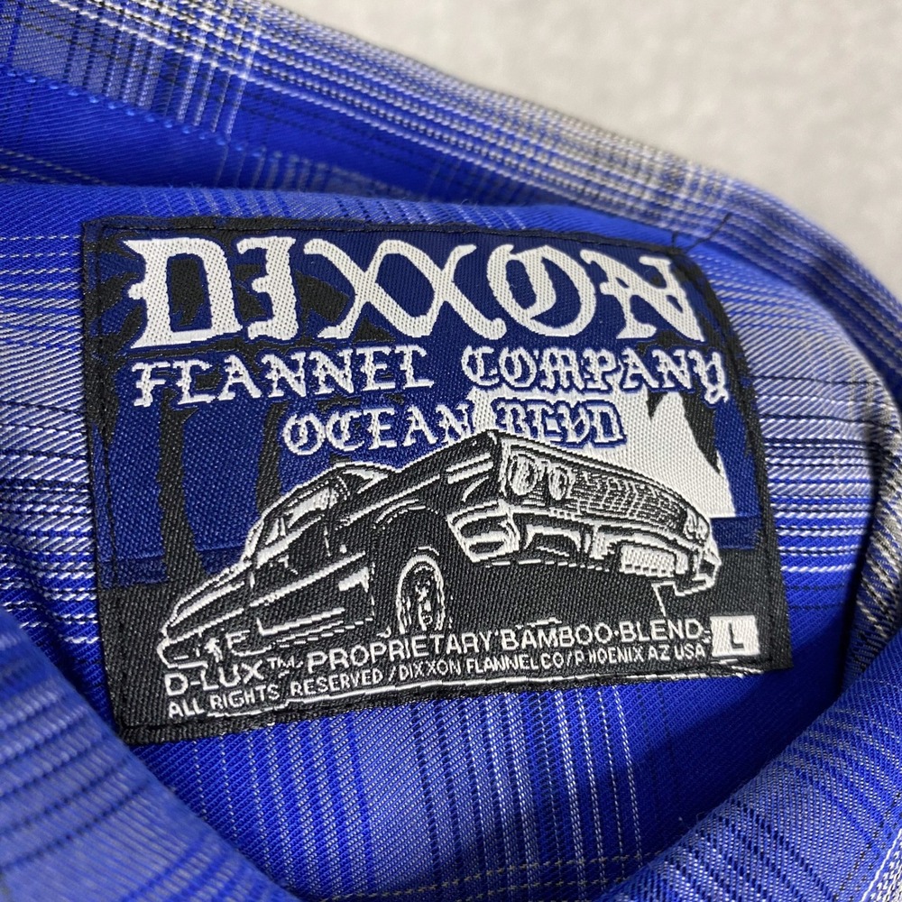 DIXXON Shirt Mens L Blue Plaid Ocean Blvd Bamboo Short Sleeve - Picture 4 of 8